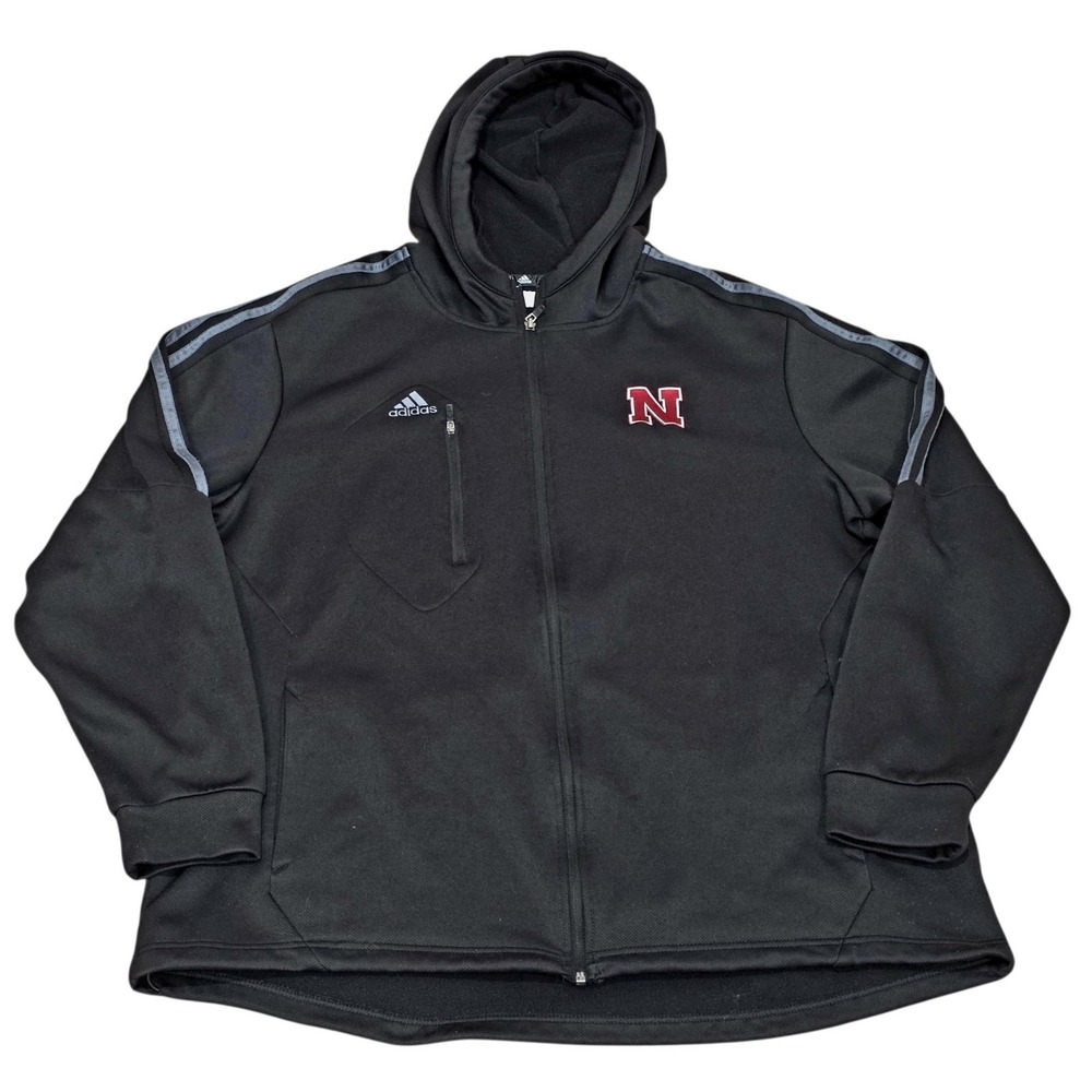 Adidas Nebraska Cornhuskers ClimaWarm Full Zip Hoodie Jacket Mens XL Black